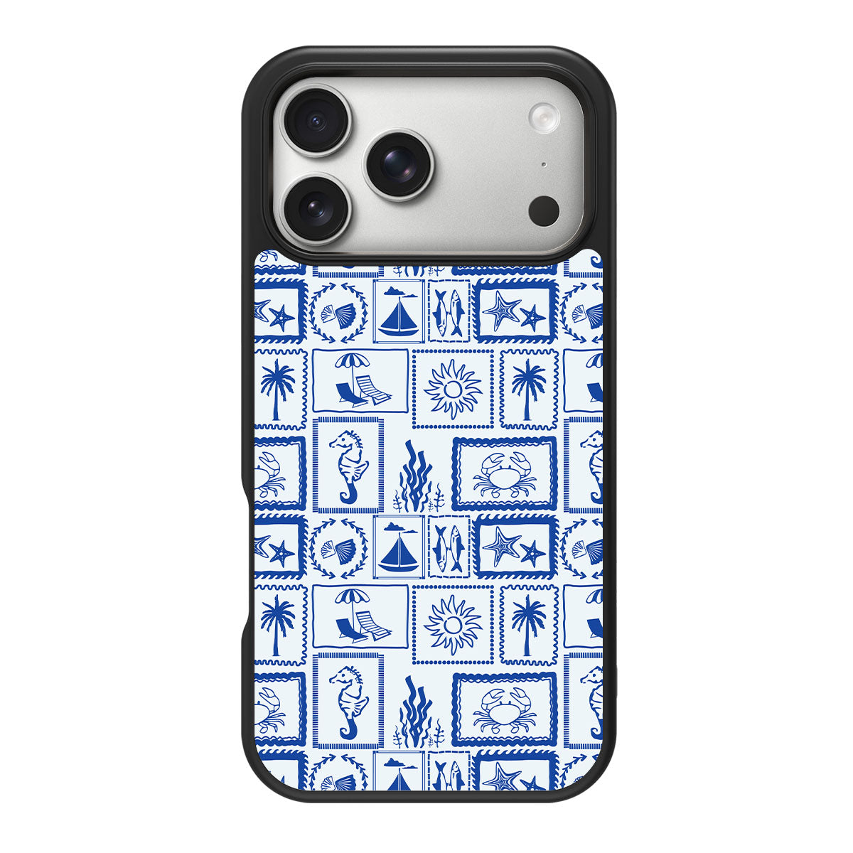 Seaside Sketches design back view – iPhone 18 Pro case