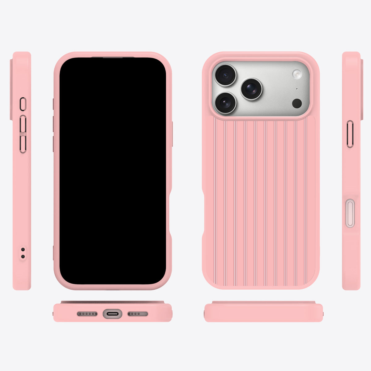 Sorbet Pinstripe iPhone 18 Pro case cover – multi-angle view