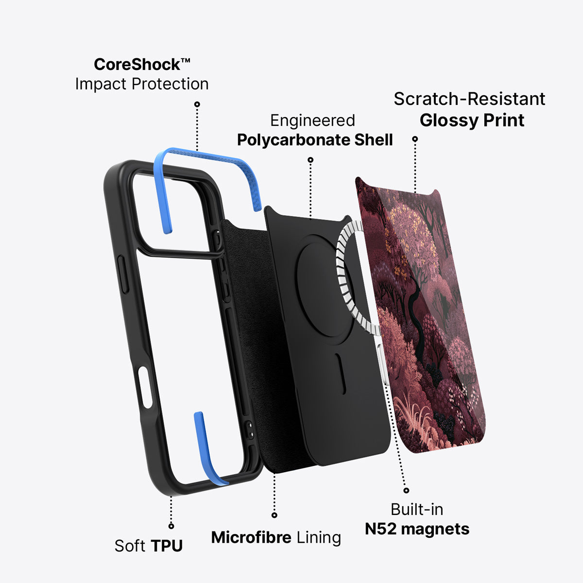 iPhone 18 Pro case construction – Velvet Reverie phone case