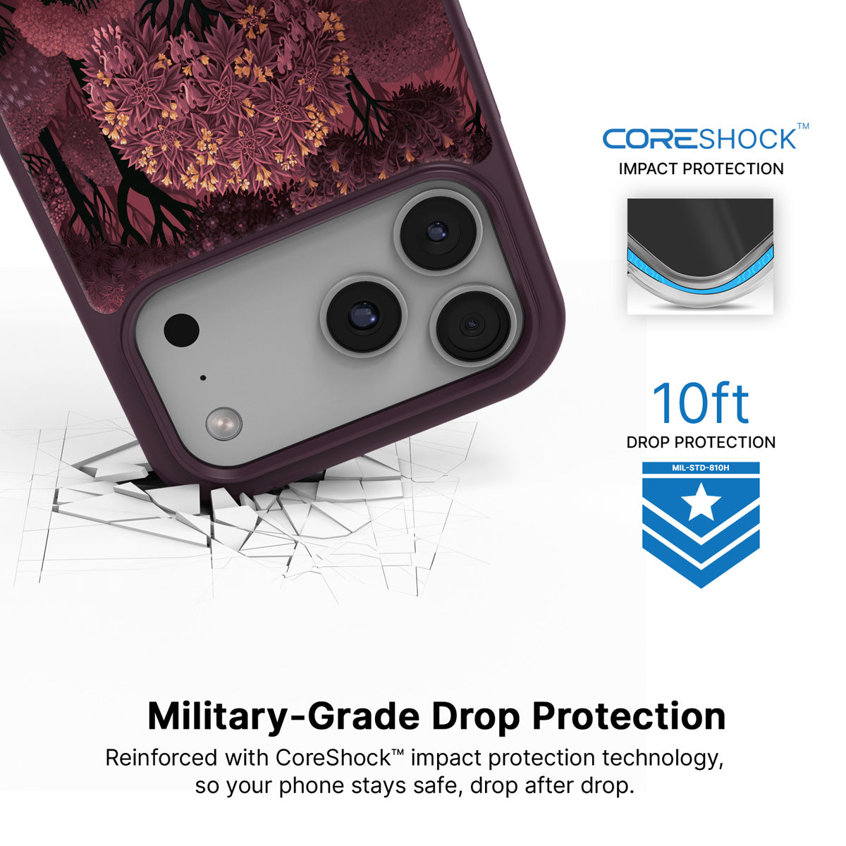 Velvet Reverie iPhone 18 Pro case with drop protection