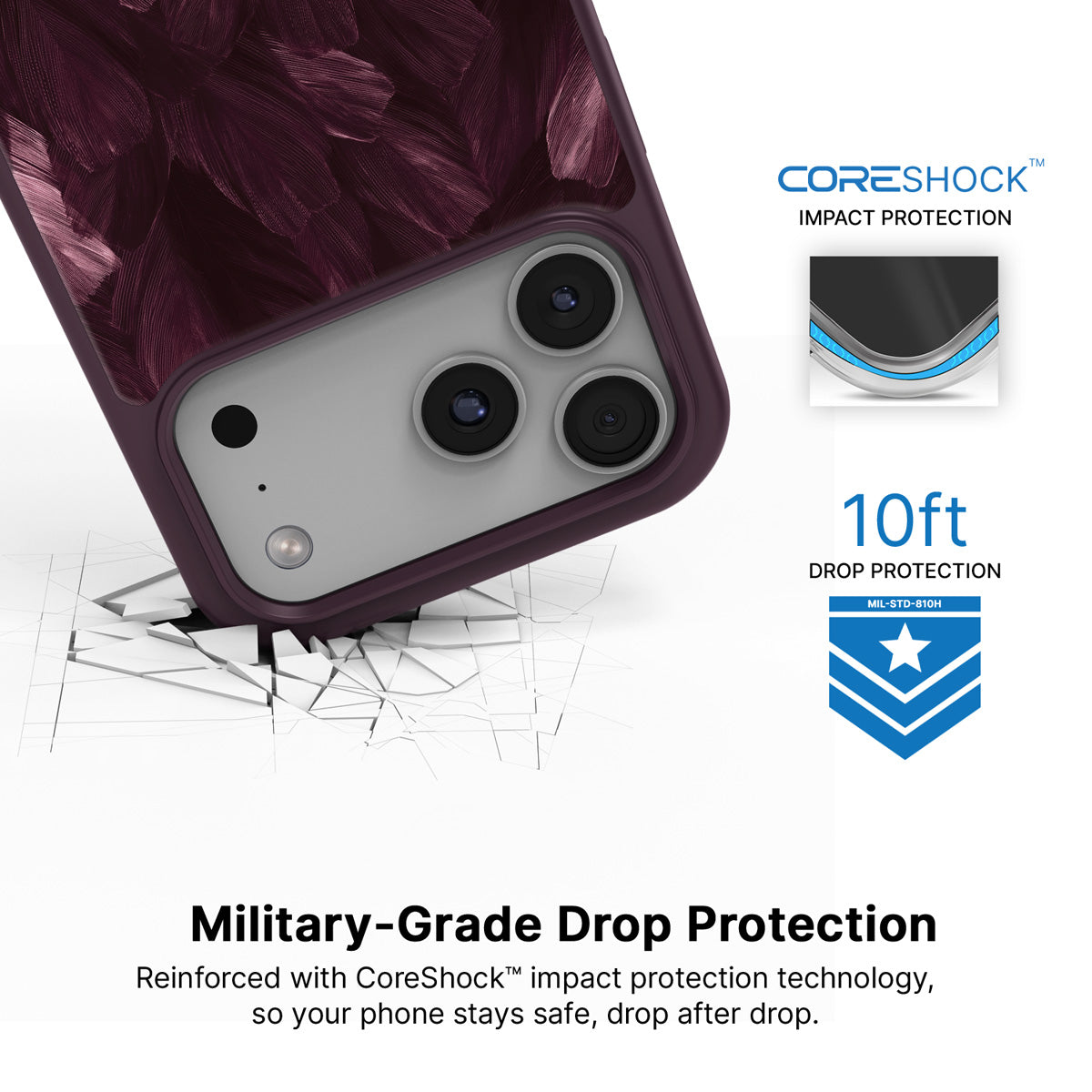 Wine Plumage iPhone 18 Pro case with drop protection