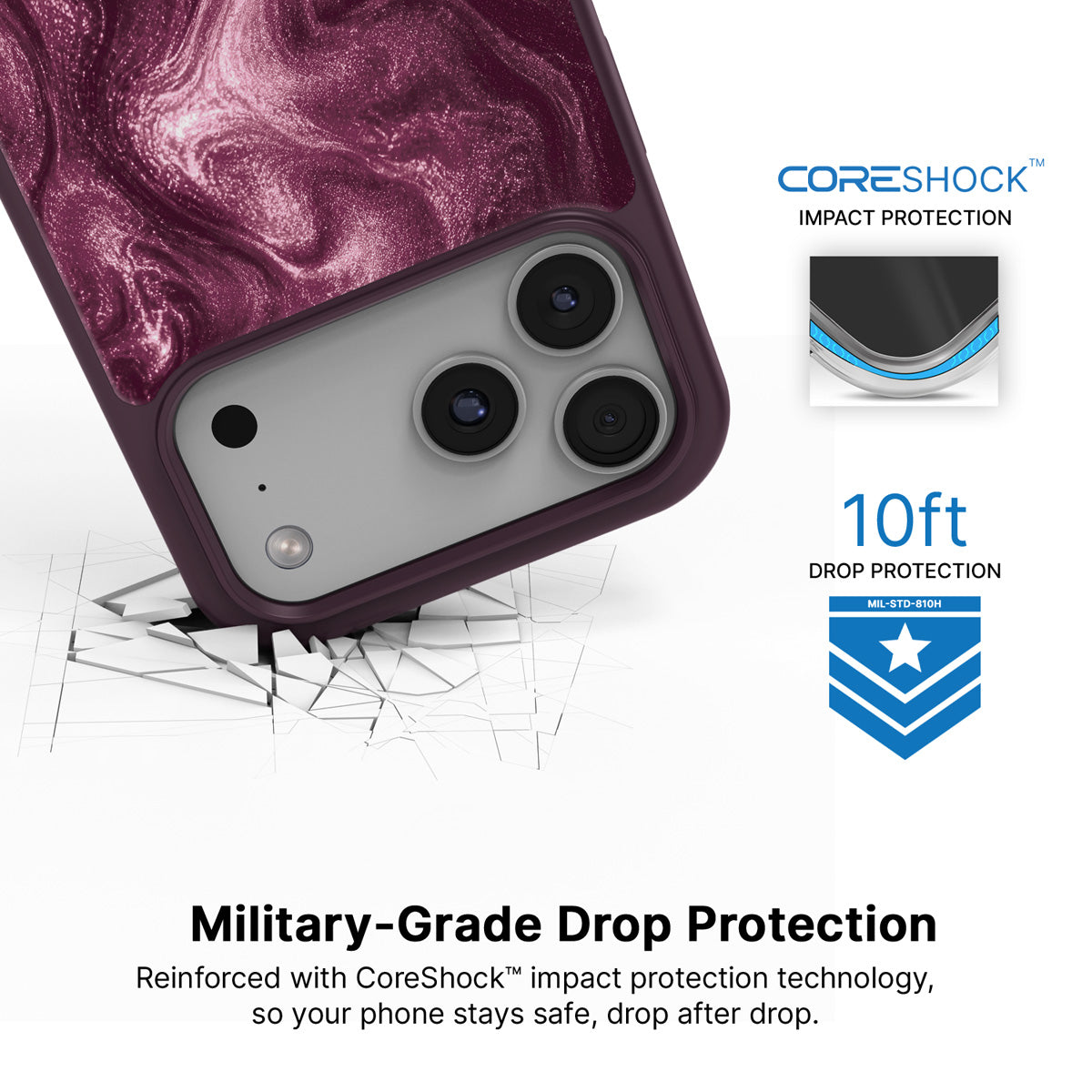 Wine Shimmer iPhone 18 Pro case with drop protection