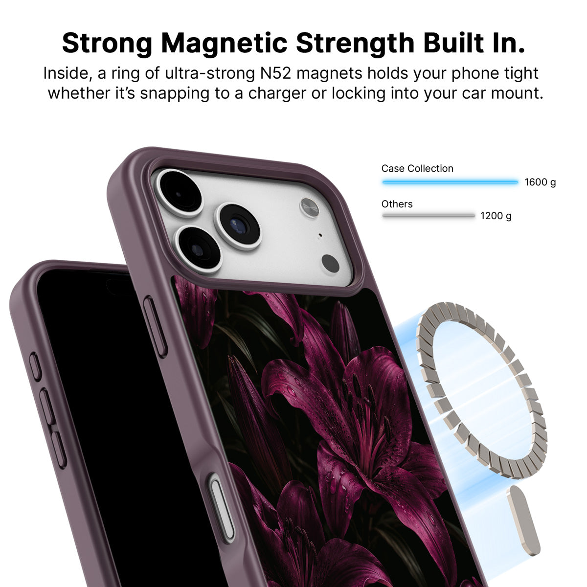iPhone 18 Pro Max MagSafe case – Burgundy Lily design