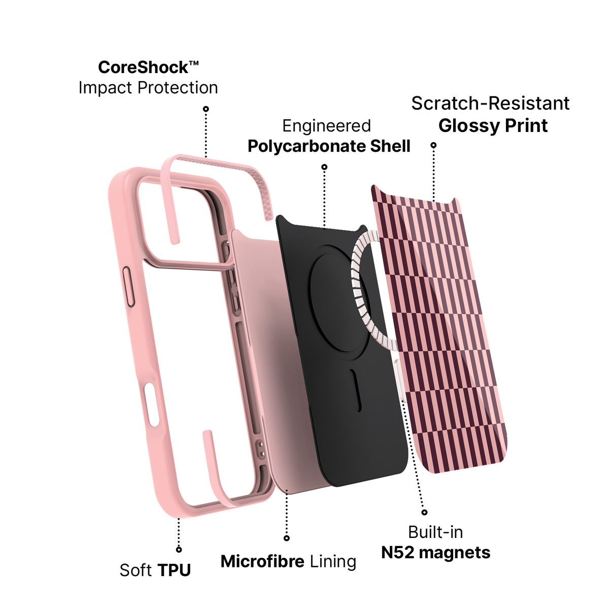 iPhone 18 Pro Max case construction – Claret Stack phone case