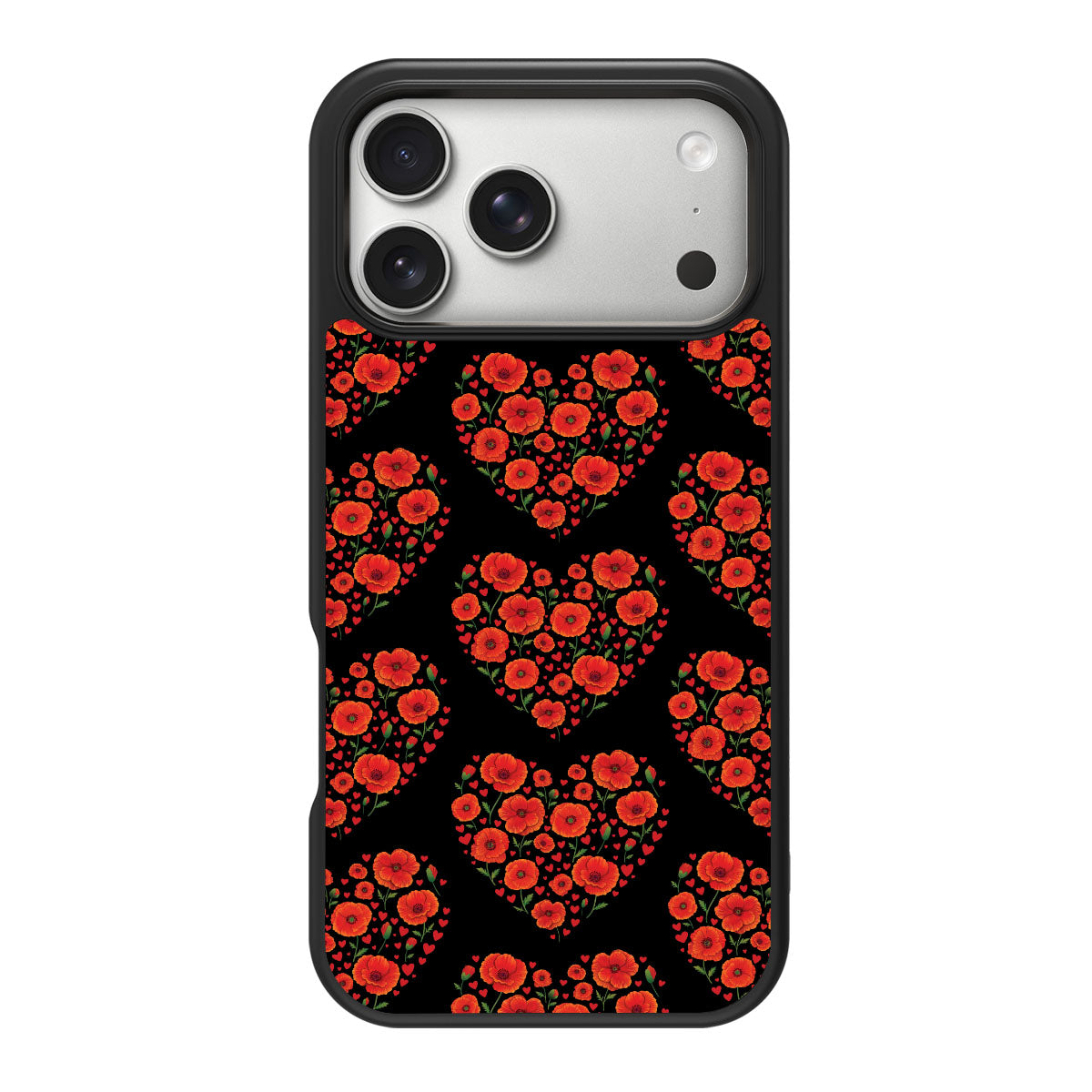 Poppy Heart design back view – iPhone 18 Pro Max case