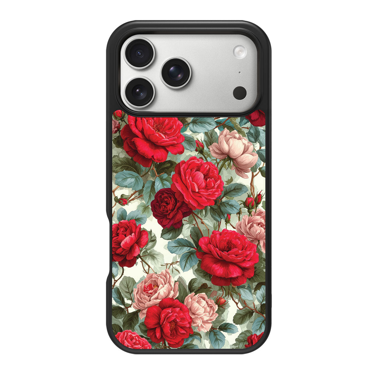 Red Floral Designer iPhone 18 Pro Max Case – Ruby Roses | MagSafe