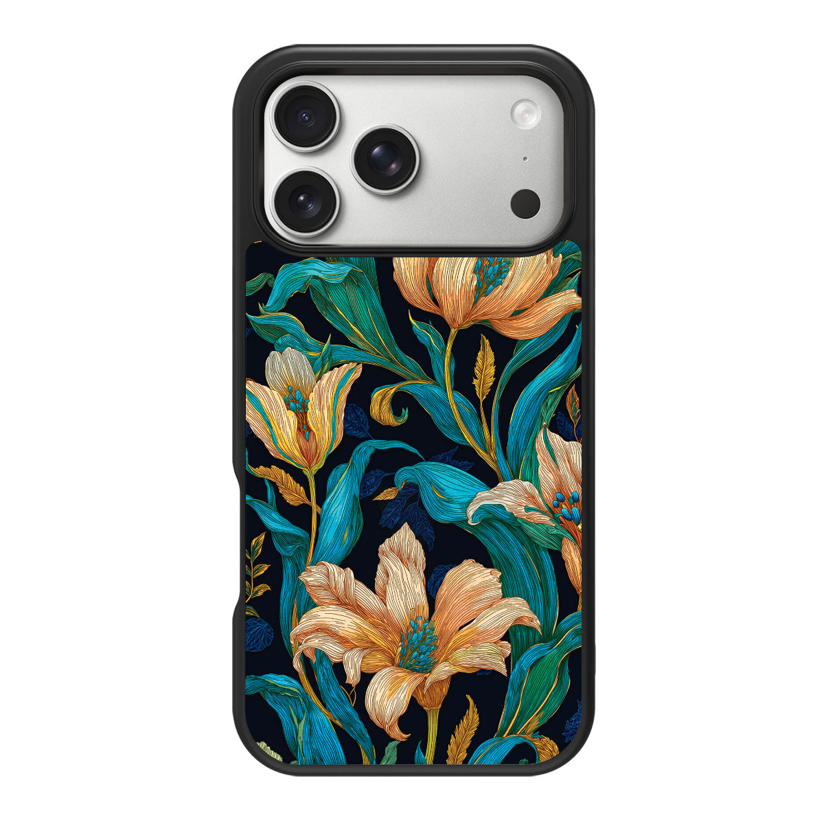 Blue Floral Designer iPhone 18 Pro Max Case – Tulip Play | MagSafe