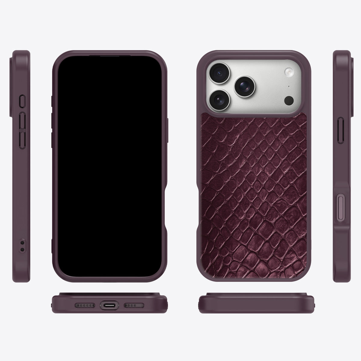 Wine Python iPhone 18 Pro Max case cover – multi-angle view