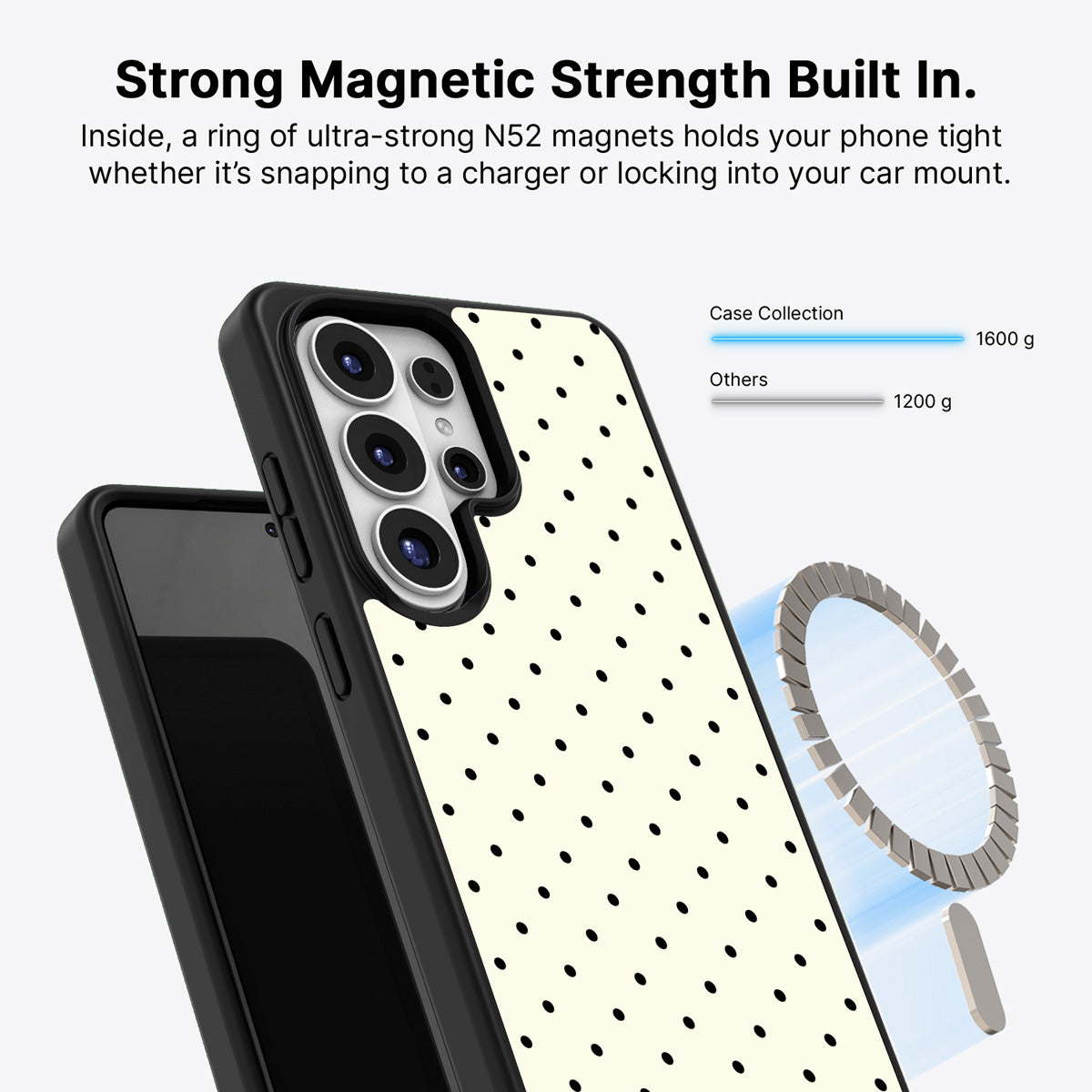 Samsung Galaxy S26 Ultra Qi2 magnetic case with N52 magnets – Ivory Sprinkle design