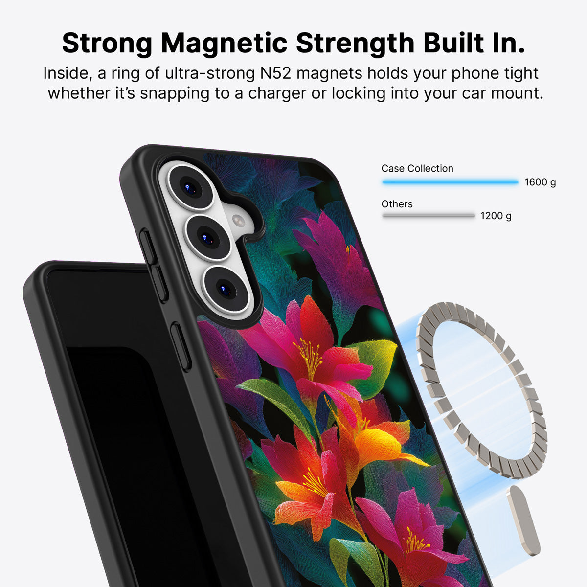 Samsung Galaxy S26 Plus Qi2 magnetic case with N52 magnets – Jungle Bloom design