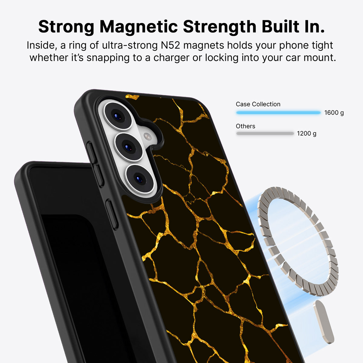 Samsung Galaxy S26 Plus Qi2 magnetic case with N52 magnets – Kintsugi design