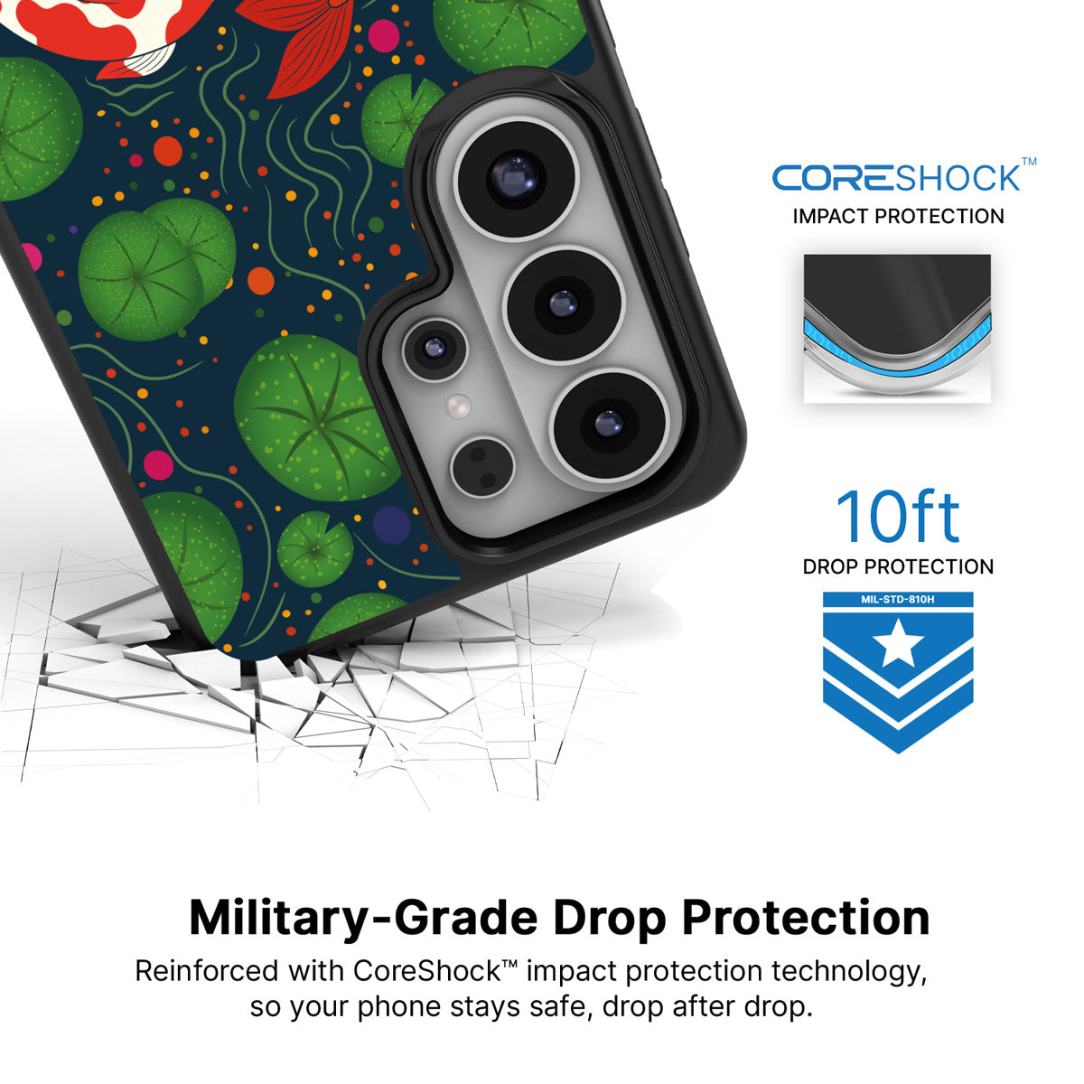 Koi Fish Samsung Galaxy S26 Ultra case with 10ft military-grade drop protection