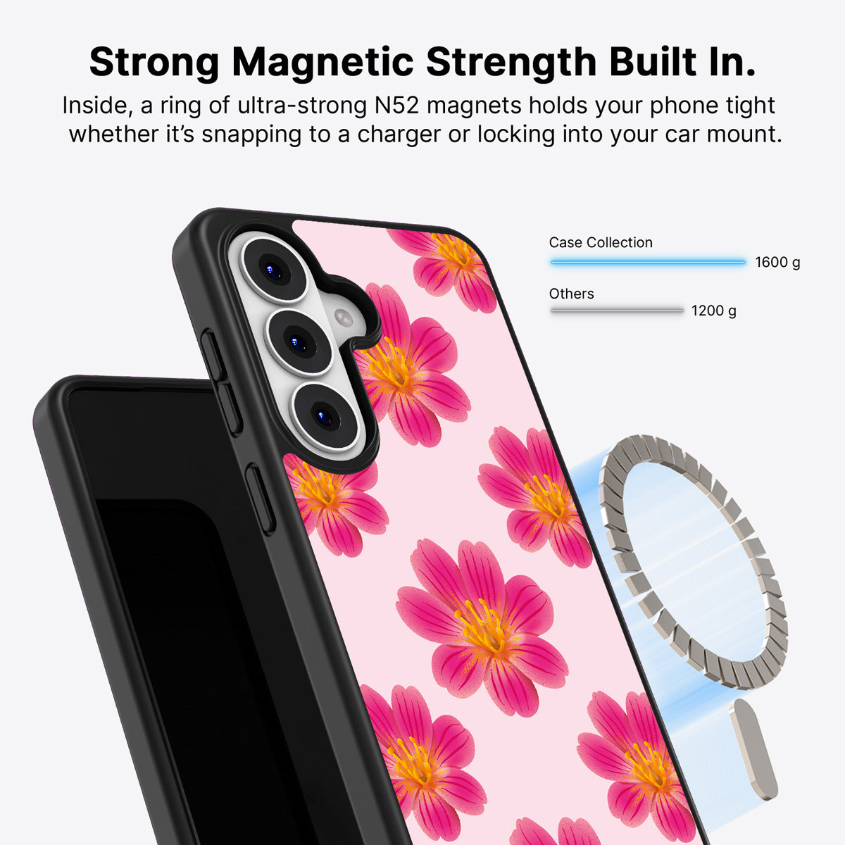 Samsung Galaxy S26 Plus Qi2 magnetic case with N52 magnets – Lewisia Cotyledon design