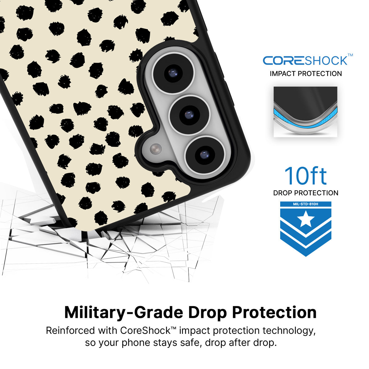 Luxe Beige Samsung Galaxy S26 Plus case with 10ft military-grade drop protection