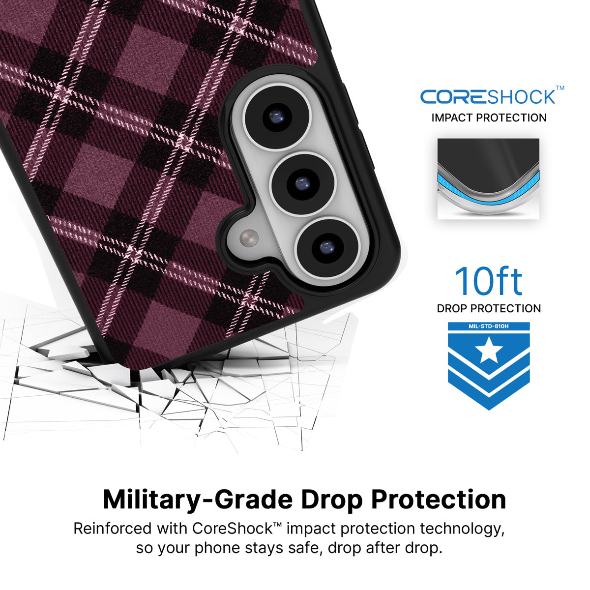 Merlot Weave Samsung Galaxy S26 Plus case with 10ft military-grade drop protection