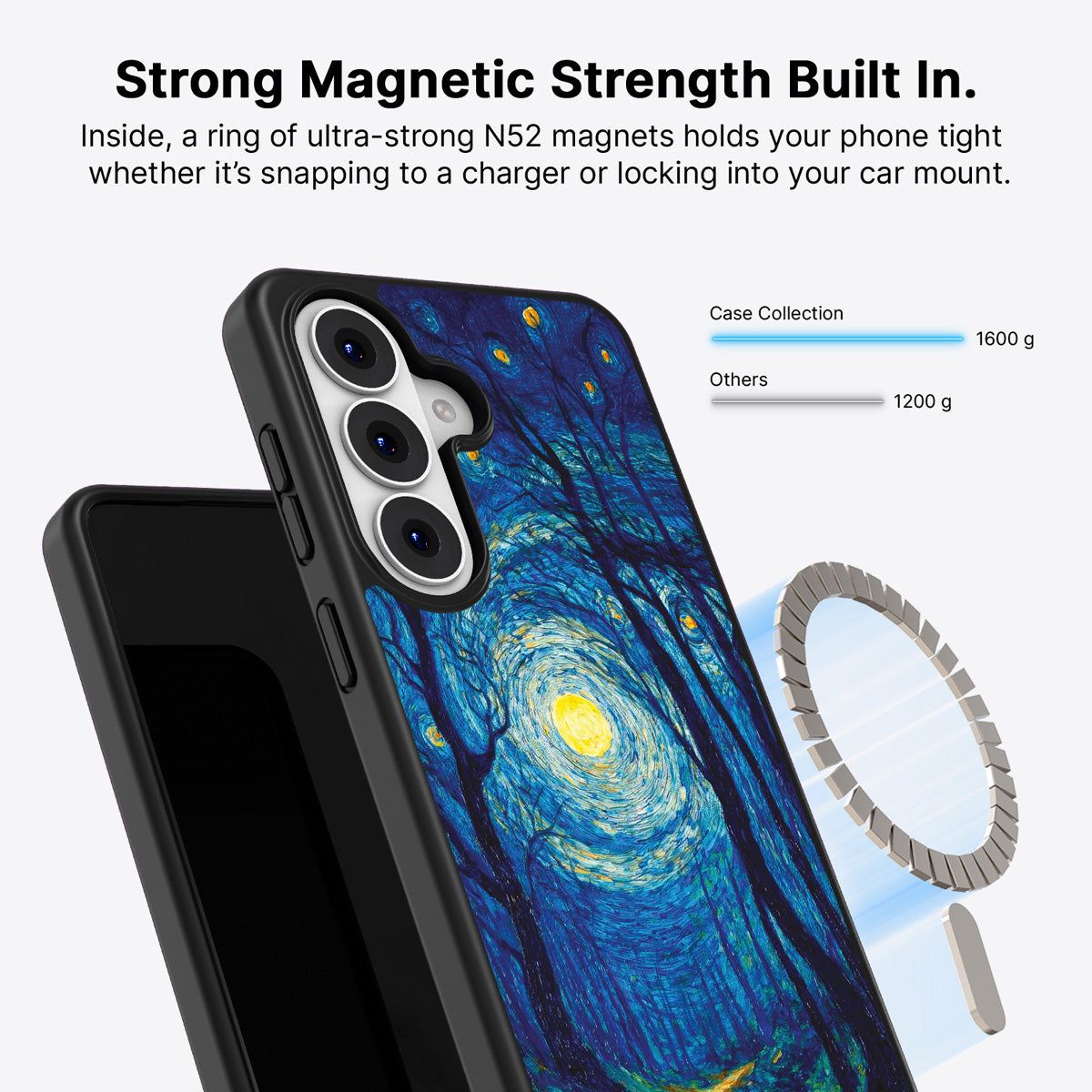 Samsung Galaxy S26 Plus Qi2 magnetic case with N52 magnets – Moonlit Forest design