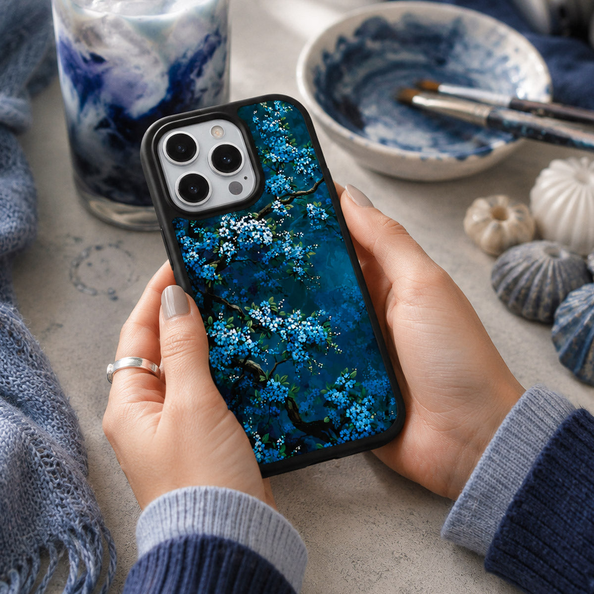 Floral Designer iPhone 15 Case – Moonlit Petals | MagSafe — view 2