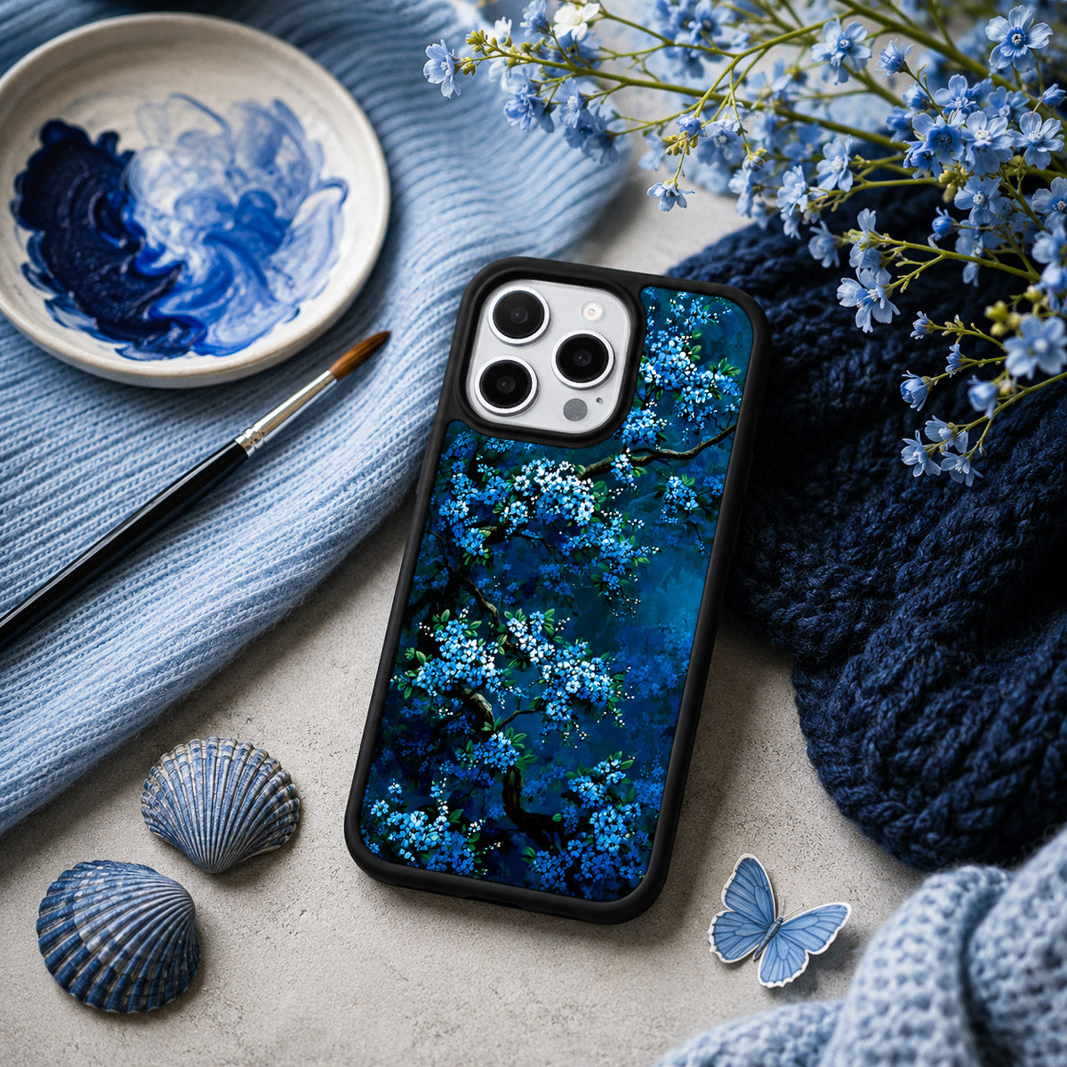 Floral Designer iPhone 15 Case – Moonlit Petals | MagSafe — view 3