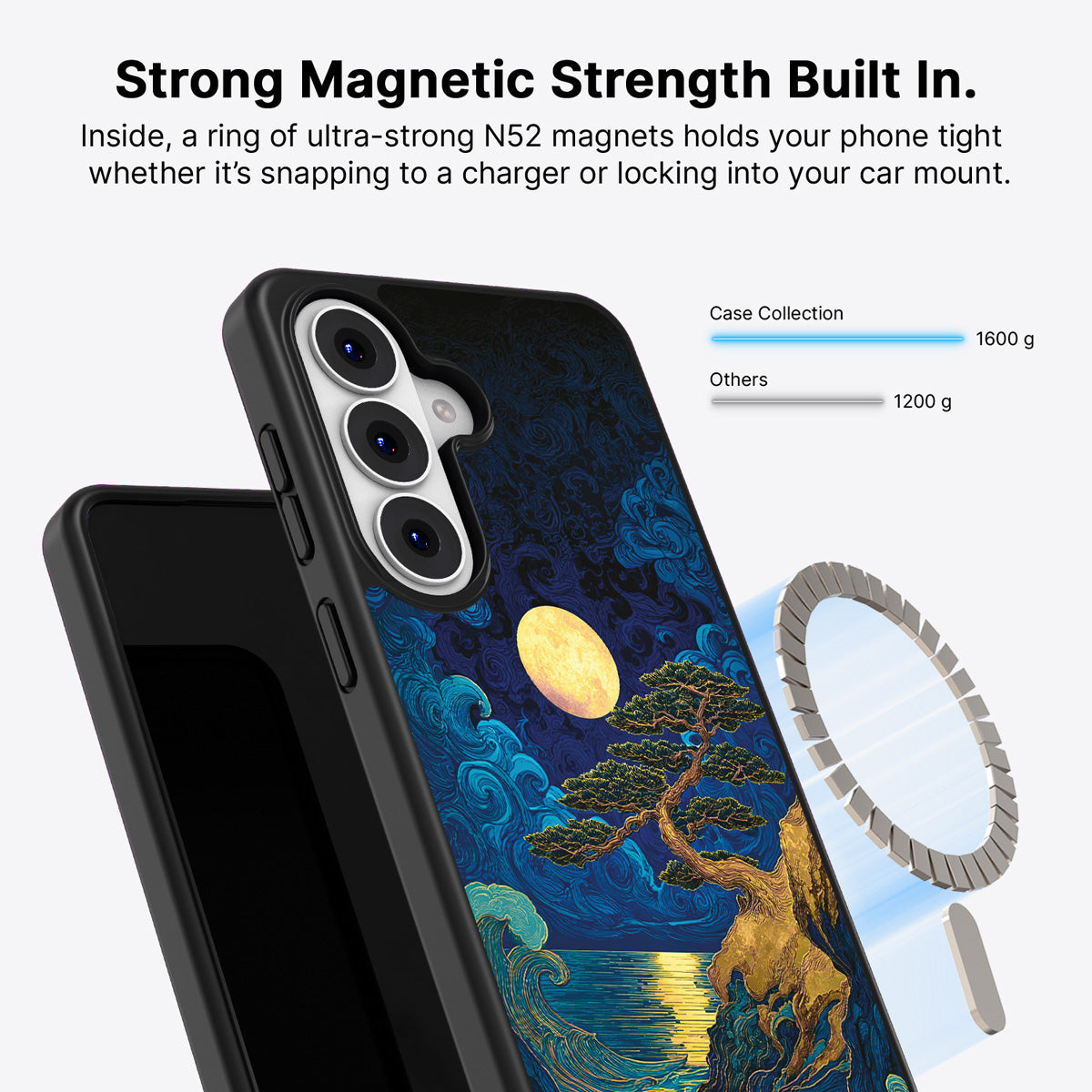 Samsung Galaxy S26 Plus Qi2 magnetic case with N52 magnets – Moonlit Tide design