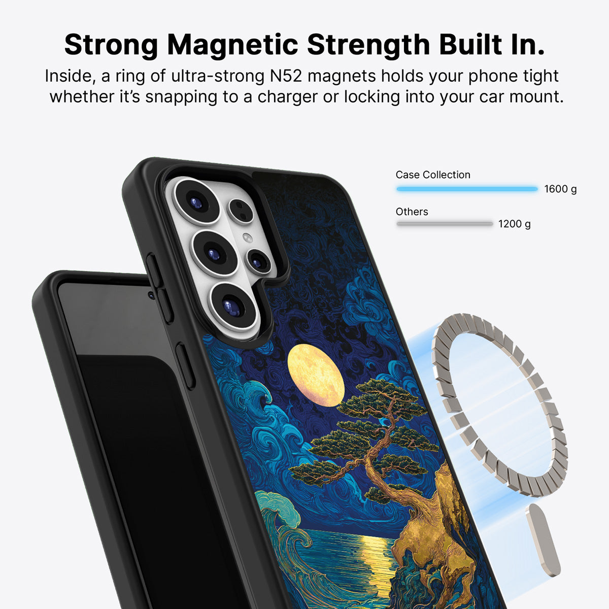 Samsung Galaxy S26 Ultra Qi2 magnetic case with N52 magnets – Moonlit Tide design