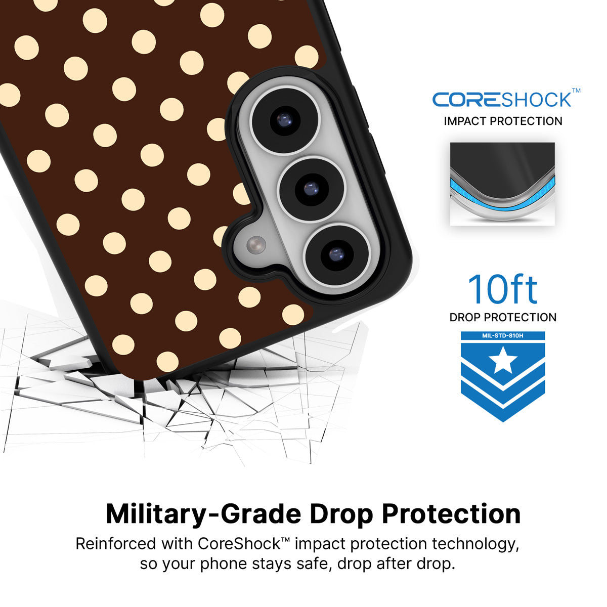 Nutty Choco Samsung Galaxy S26 Plus case with 10ft military-grade drop protection