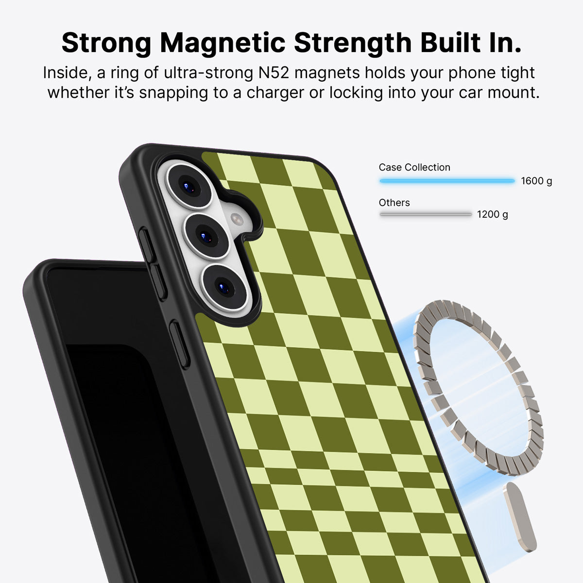 Samsung Galaxy S26 Qi2 magnetic case with N52 magnets – Olive Meadow design