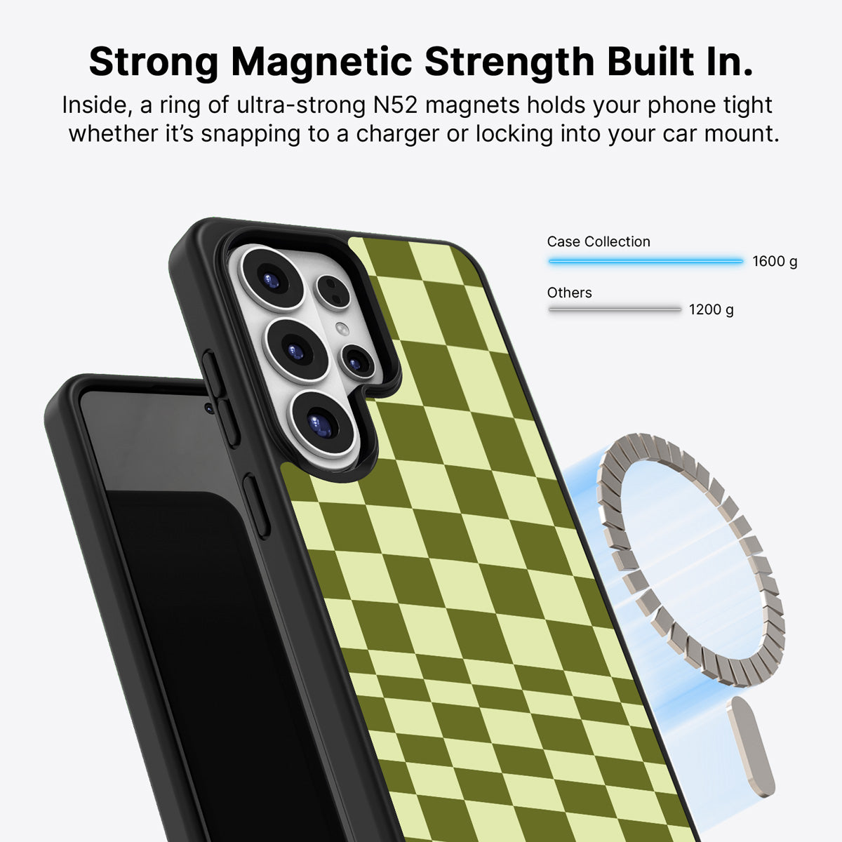 Samsung Galaxy S26 Ultra Qi2 magnetic case with N52 magnets – Olive Meadow design
