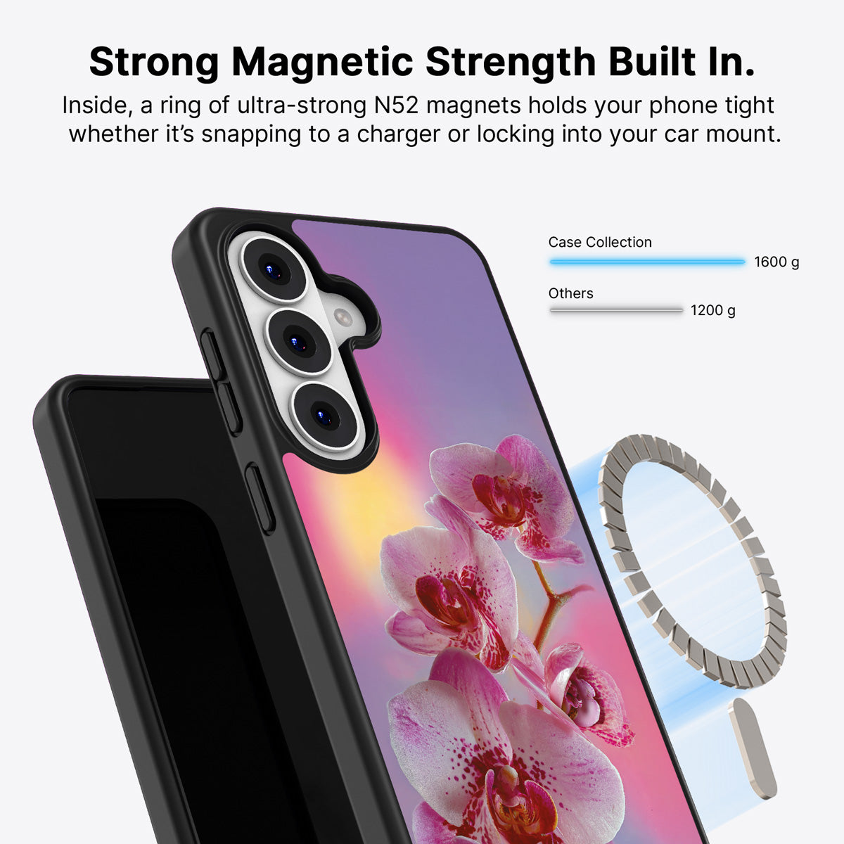 Samsung Galaxy S26 Plus Qi2 magnetic case with N52 magnets – Orchid Dream design