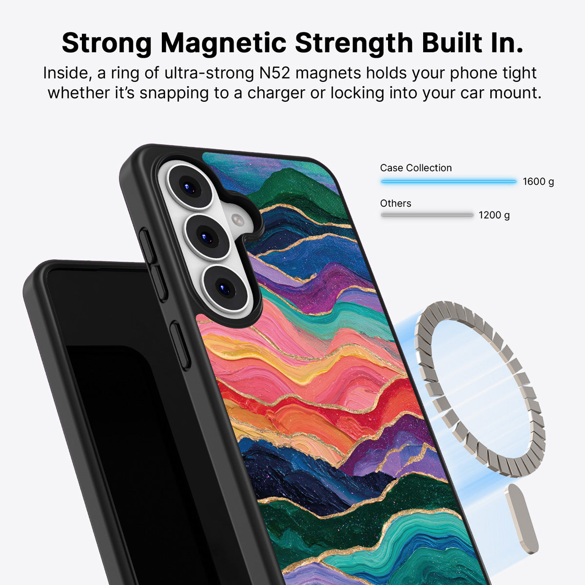 Samsung Galaxy S26 Qi2 magnetic case with N52 magnets – Painted Peaks design