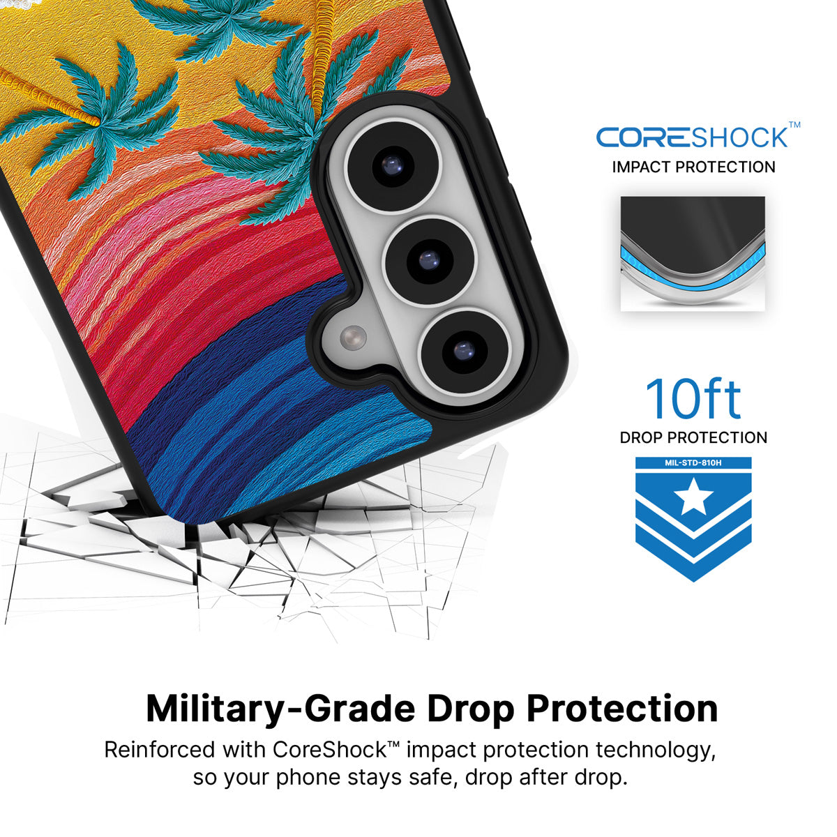 Paper Tropics Samsung Galaxy S26 Plus case with 10ft military-grade drop protection