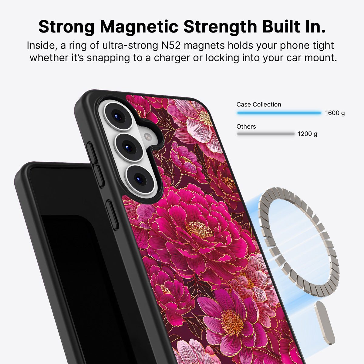 Samsung Galaxy S26 Qi2 magnetic case with N52 magnets – Pink Reverie design
