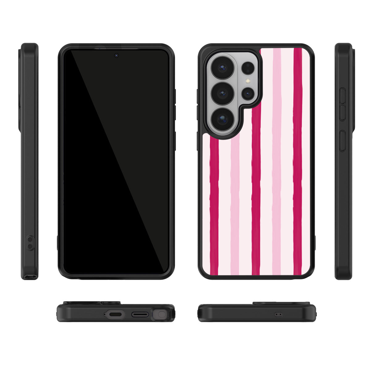 Pink Watercolor Stripes Samsung Galaxy S26 Ultra case – multi-angle view