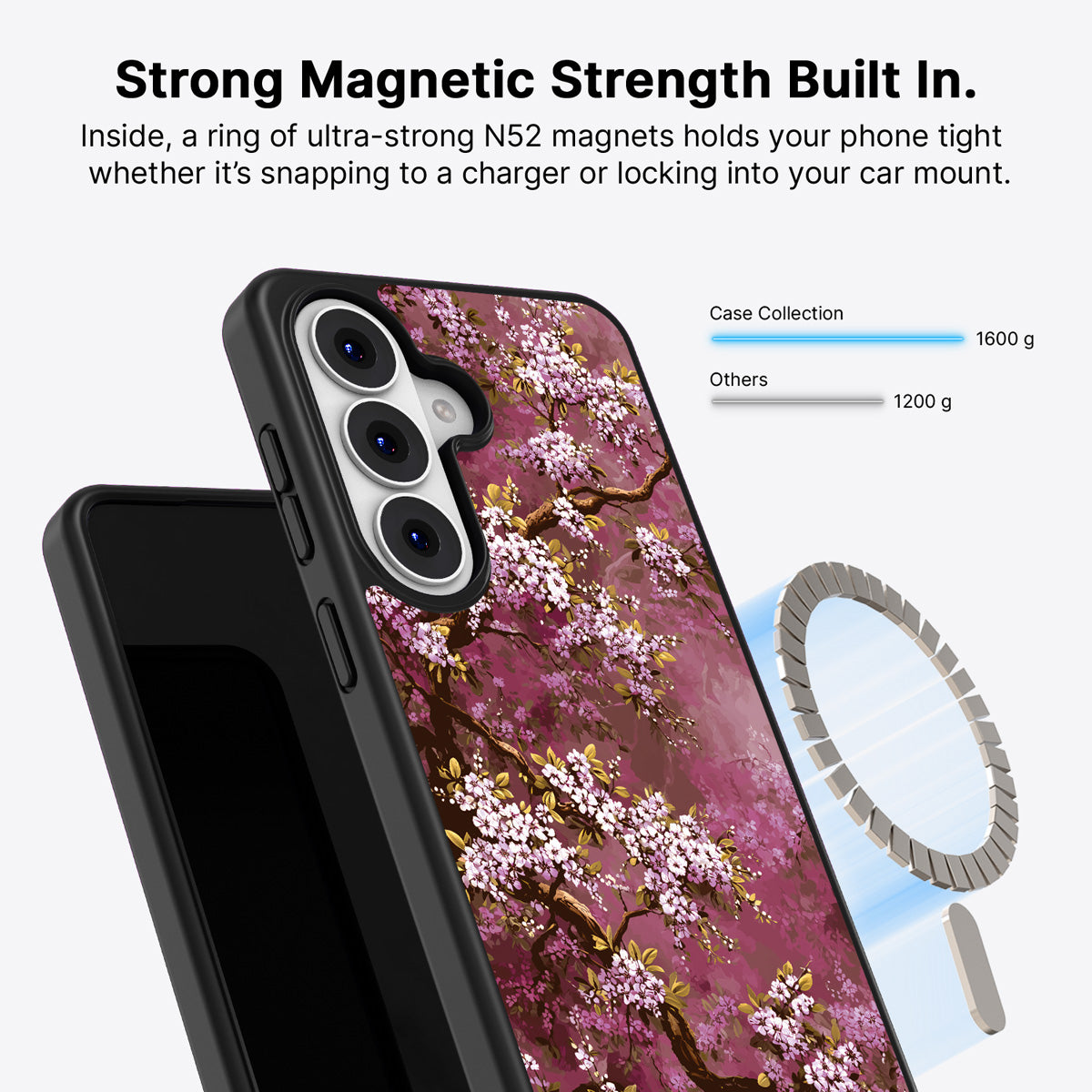 Samsung Galaxy S26 Qi2 magnetic case with N52 magnets – Rose Whisper design