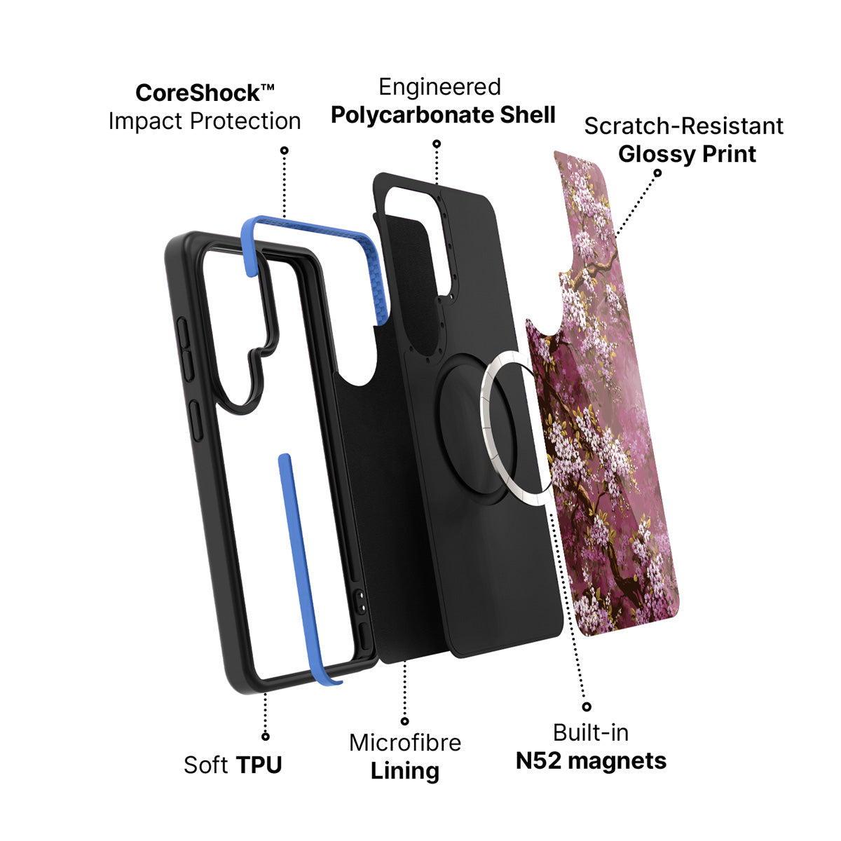 Samsung Galaxy S26 Ultra case construction and features – Rose Whisper phone case