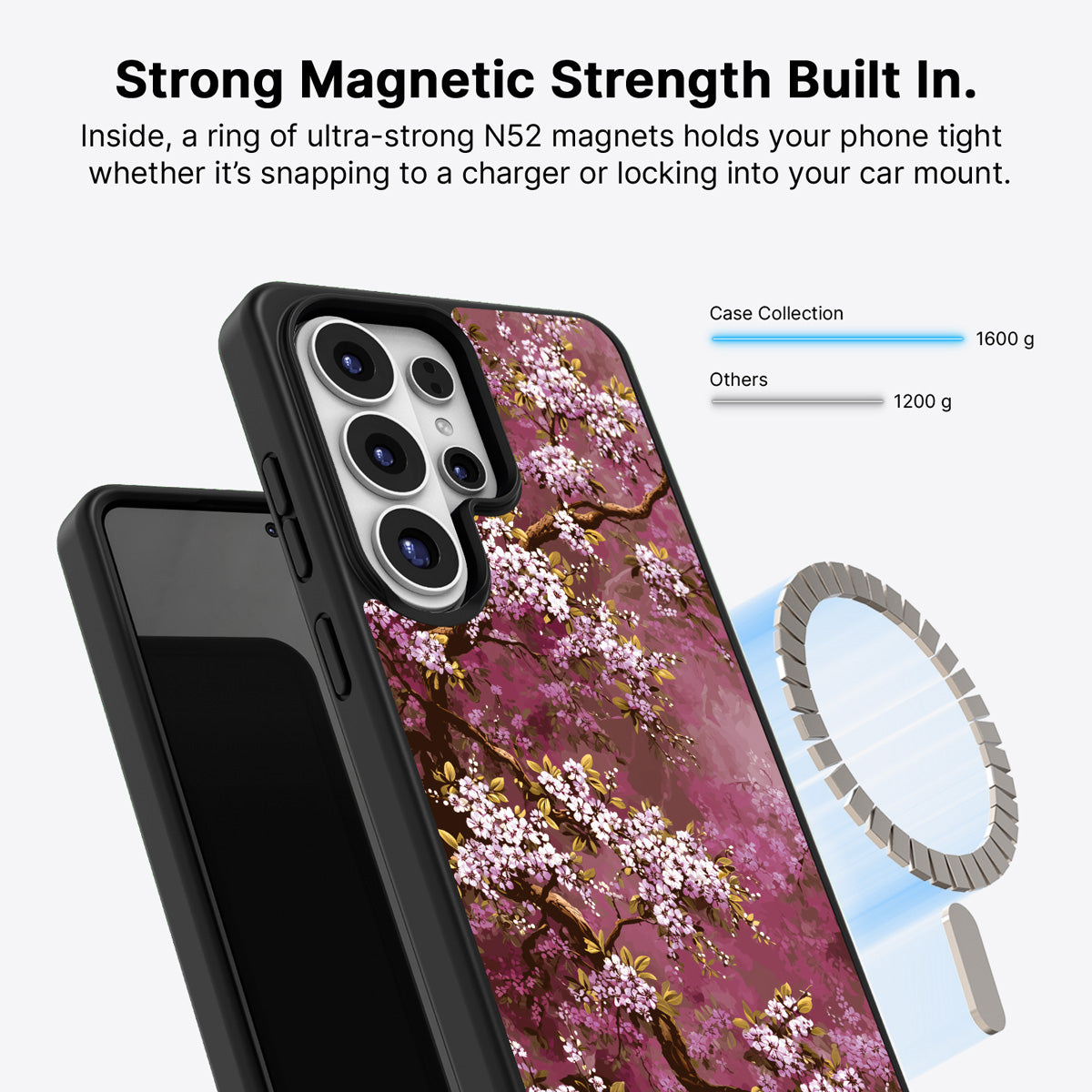 Samsung Galaxy S26 Ultra Qi2 magnetic case with N52 magnets – Rose Whisper design