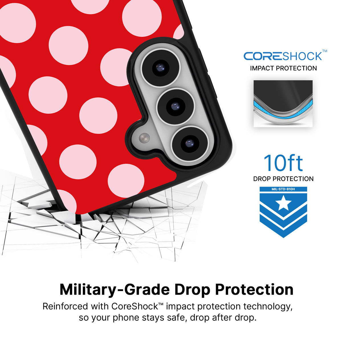 Rouge Blush Samsung Galaxy S26 case with 10ft military-grade drop protection