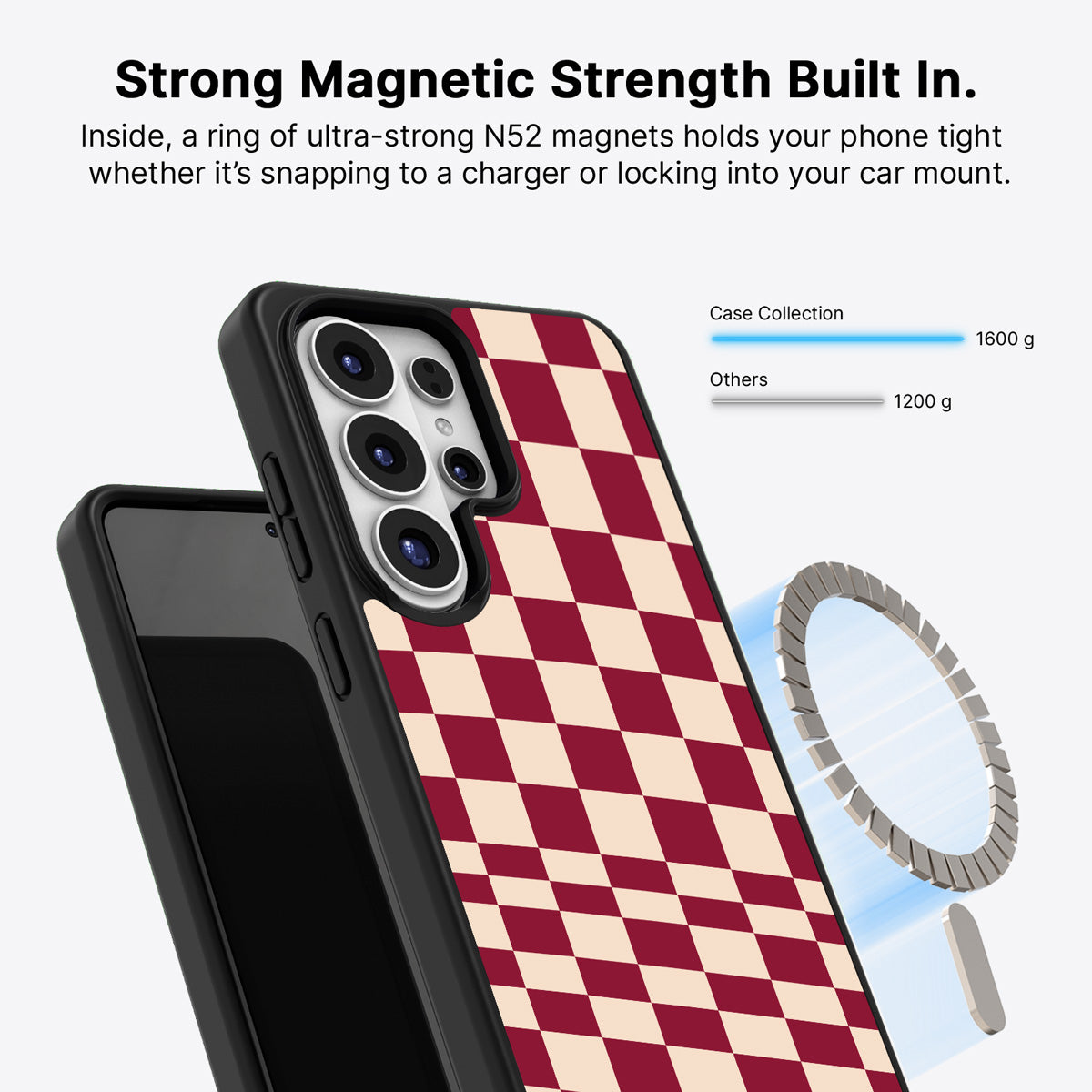 Samsung Galaxy S26 Ultra Qi2 magnetic case with N52 magnets – Rouge Board design