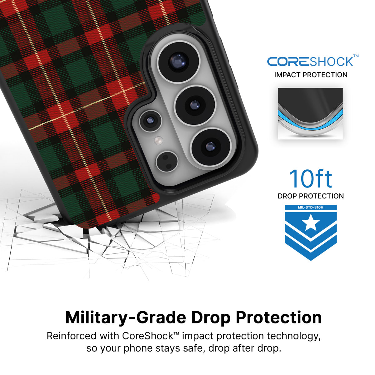 Royal Tartan Samsung Galaxy S26 Ultra case with 10ft military-grade drop protection