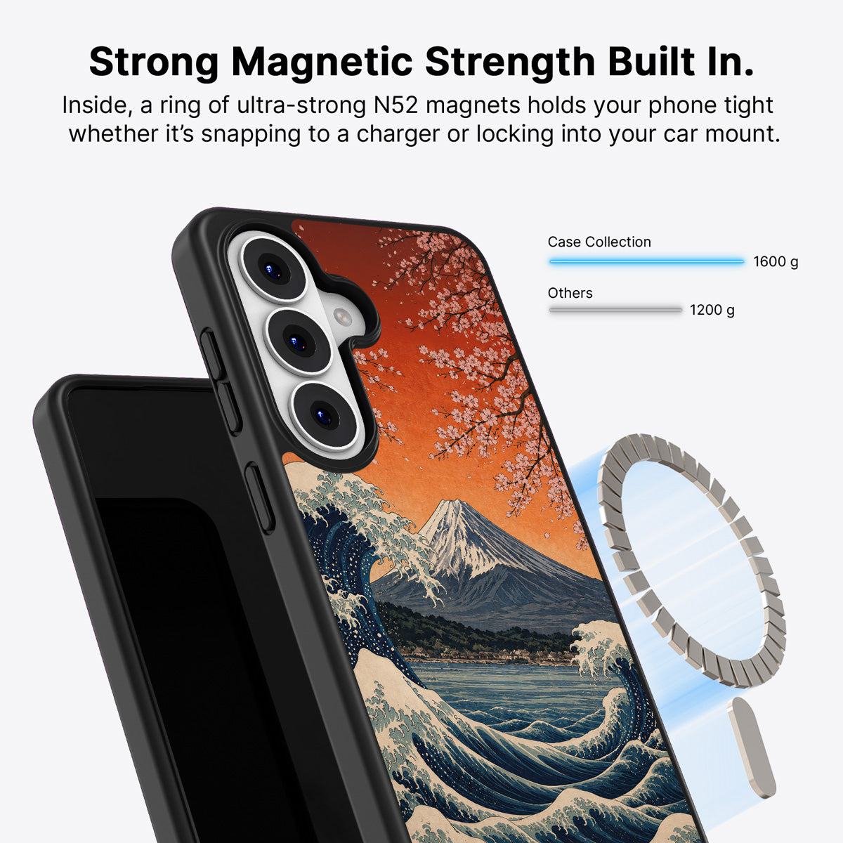 Samsung Galaxy S26 Plus Qi2 magnetic case with N52 magnets – Sakura Coast design