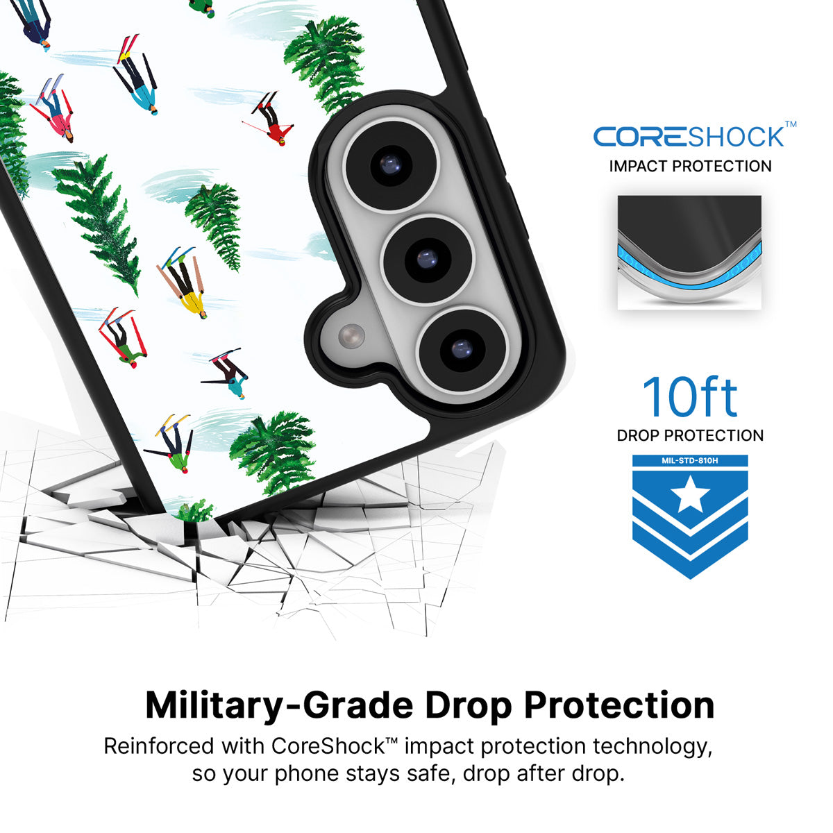 Ski Club Samsung Galaxy S26 Plus case with 10ft military-grade drop protection