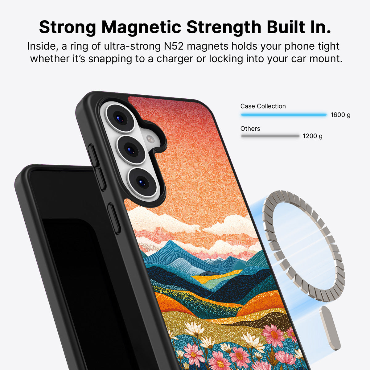 Samsung Galaxy S26 Qi2 magnetic case with N52 magnets – Soft Horizon design