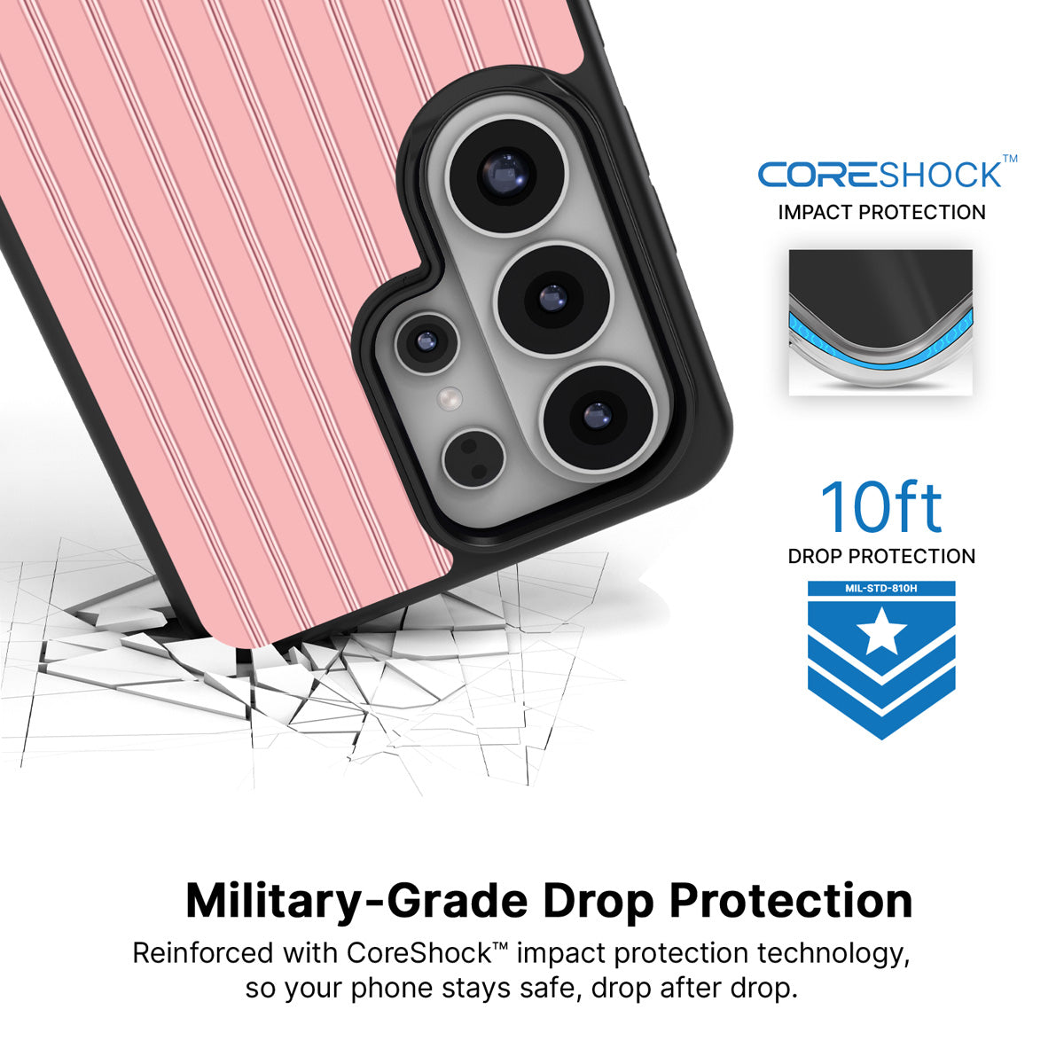 Sorbet Pinstripe Samsung Galaxy S26 Ultra case with 10ft military-grade drop protection