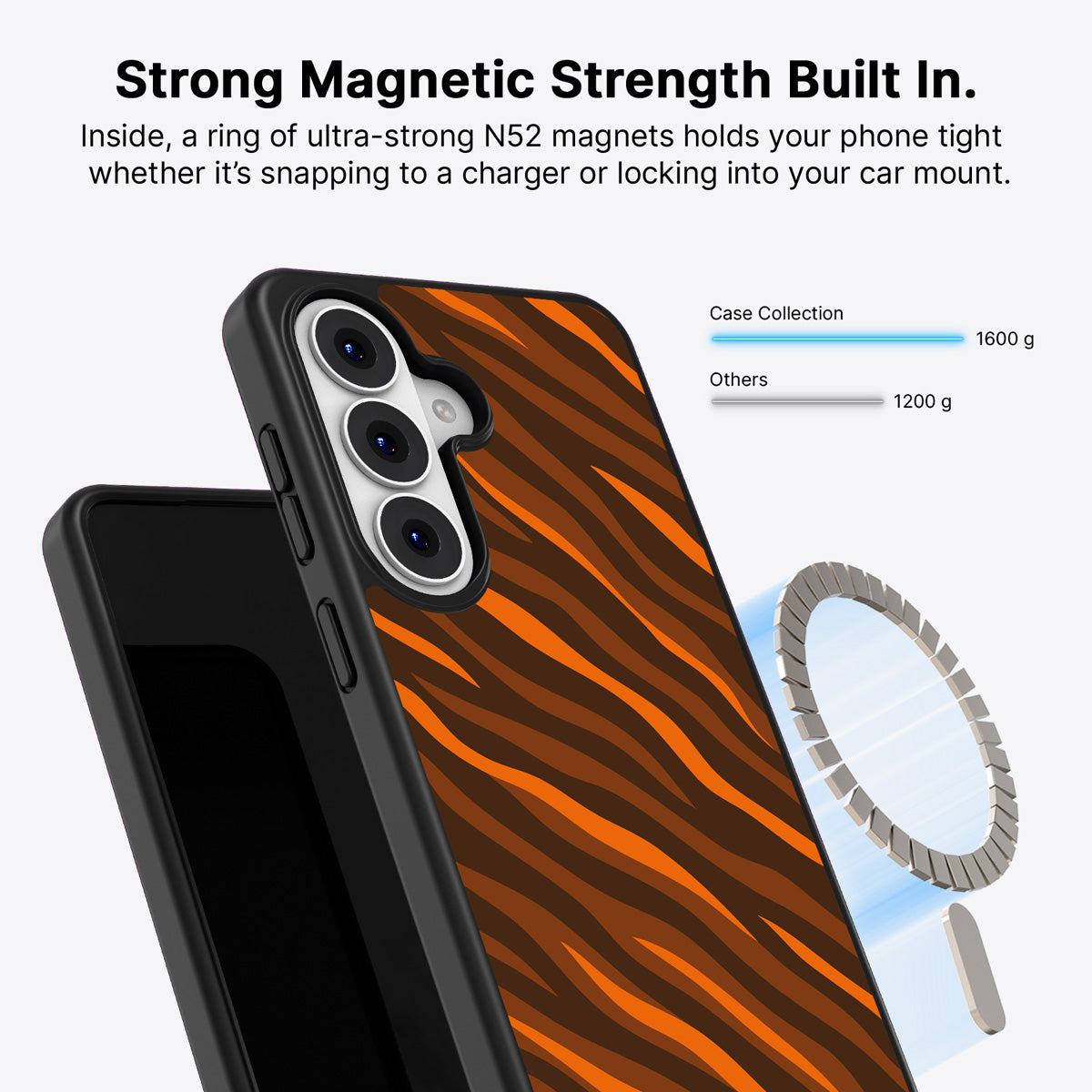 Samsung Galaxy S26 Qi2 magnetic case with N52 magnets – Tiger Trace design