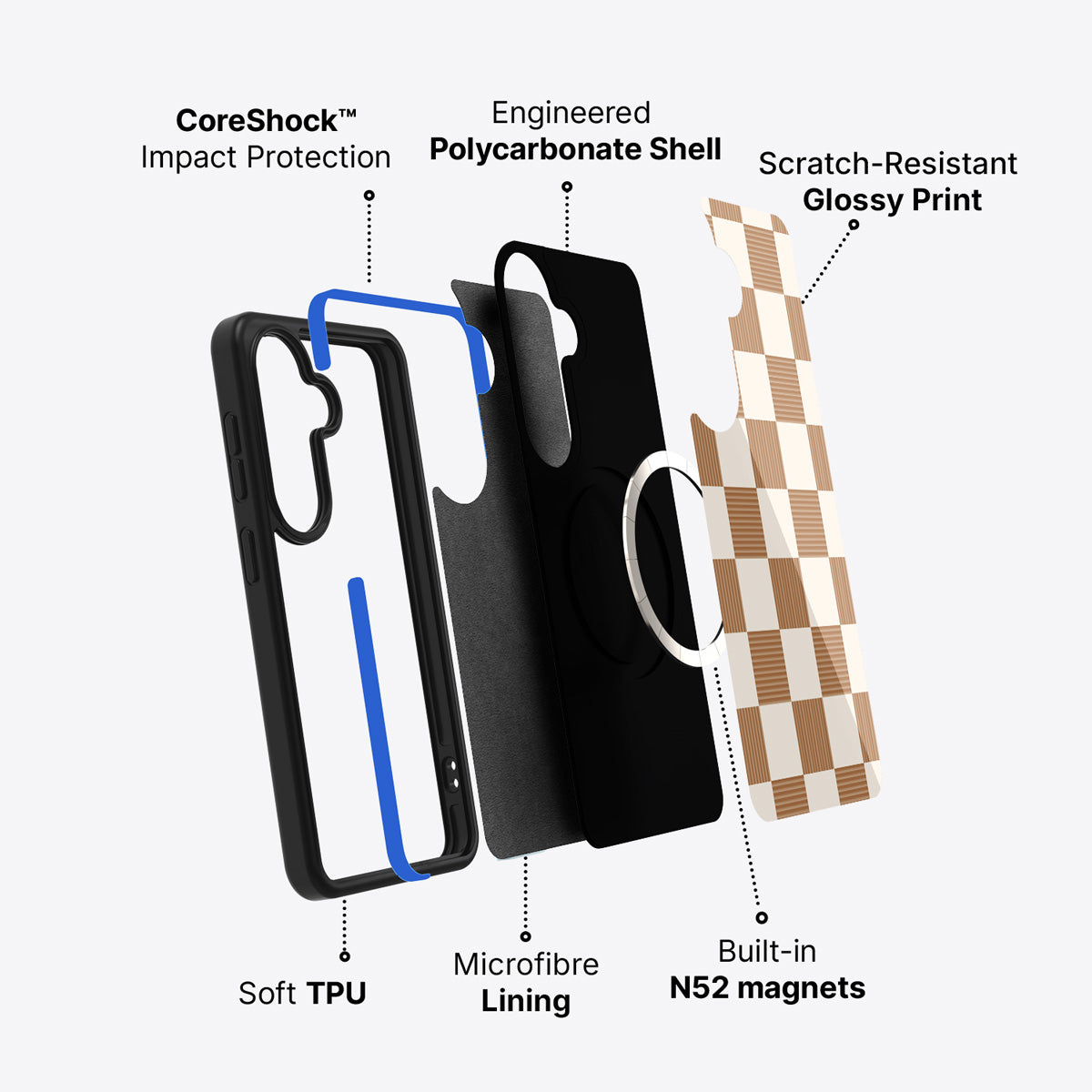 Samsung Galaxy S26 Plus case construction and features – Vintage Mocha phone case