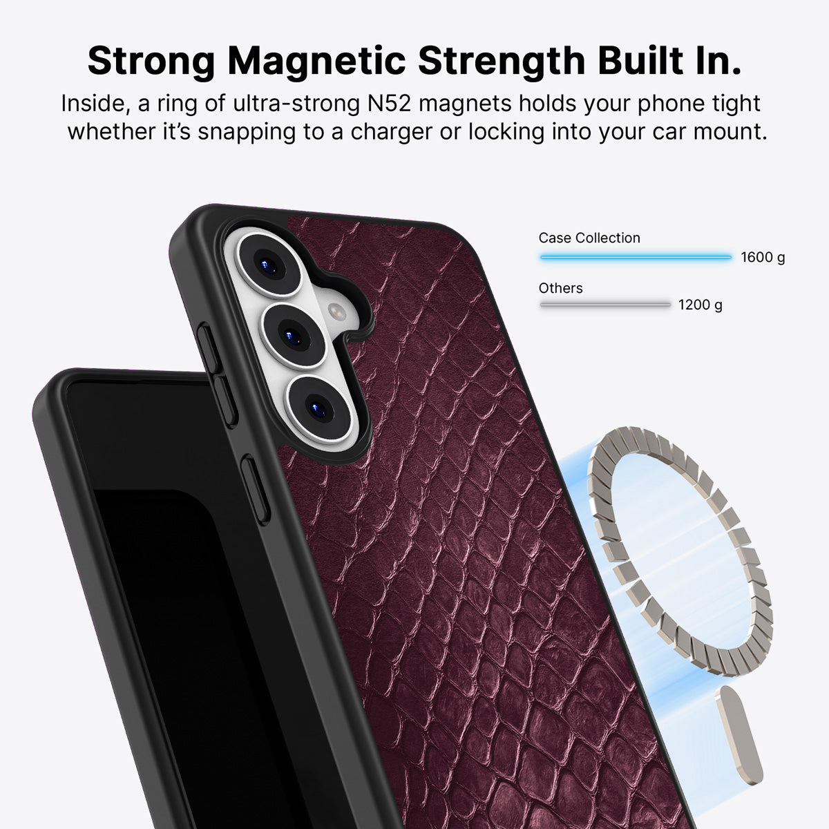 Samsung Galaxy S26 Plus Qi2 magnetic case with N52 magnets – Wine Python design